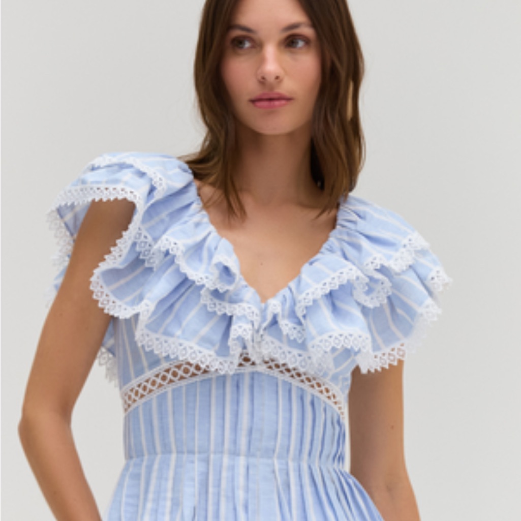 Patbo Marine Linen Peplum Top